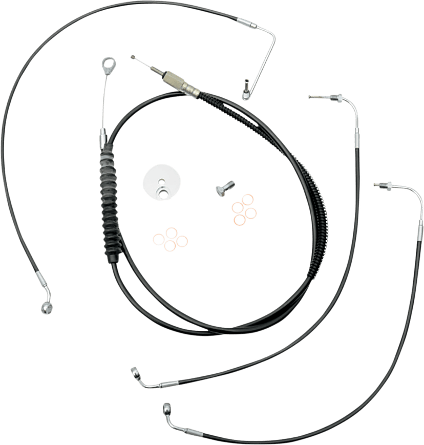 LA CHOPPERS 0662-0832 Standard Black Vinyl Handlebar Cable/Brake Line Kit - 12"-14" Ape Hangers - '18-'22 Softail