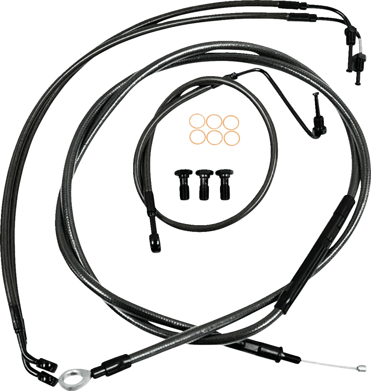 LA CHOPPERS 0662-0833 Standard Midnight Braided Handlebar Cable/Brake Line Kit - 12"-14" Ape Hangers - '18-'22 Softail