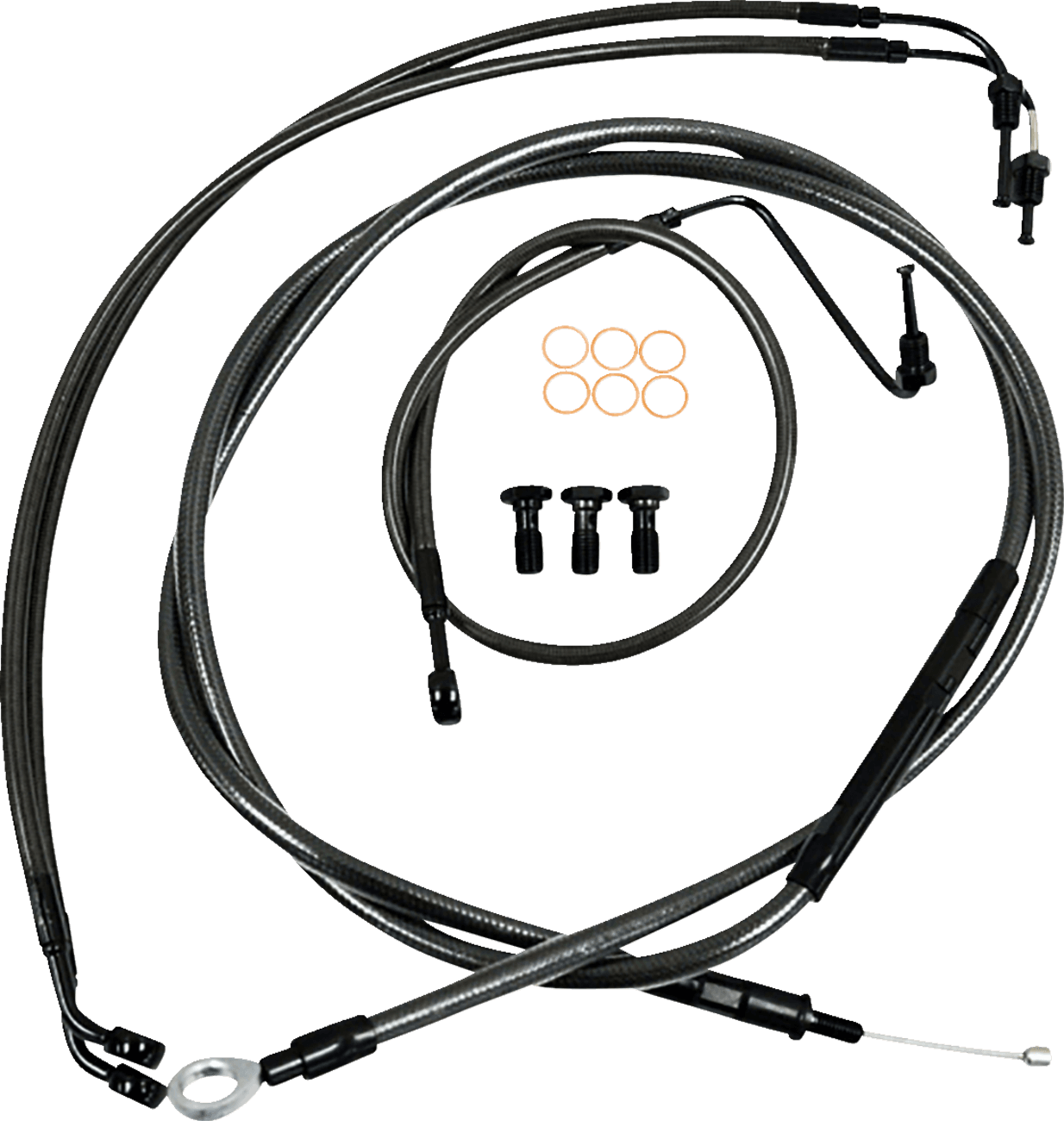 LA CHOPPERS 0662-0833 Standard Midnight Braided Handlebar Cable/Brake Line Kit - 12"-14" Ape Hangers - '18-'22 Softail