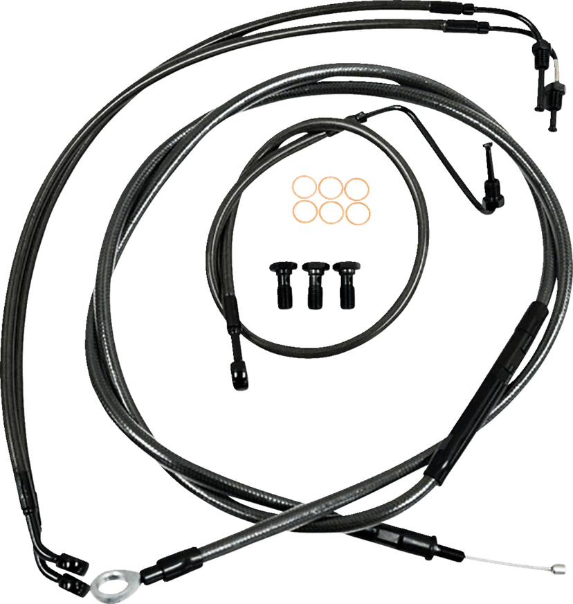 LA CHOPPERS 0662-0833 Standard Midnight Braided Handlebar Cable/Brake Line Kit - 12"-14" Ape Hangers - '18-'22 Softail