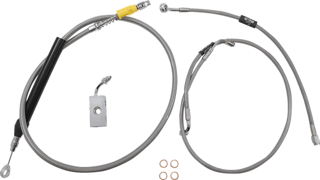 LA CHOPPERS 0662-0834 Standard Stainless Braided Handlebar Cable/Brake Line Kit - 15"-17" Ape Hangers - '18-'22 Softail