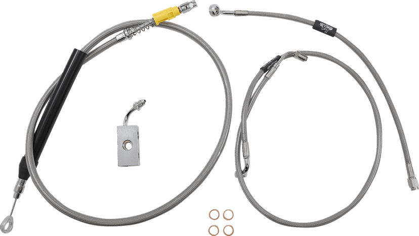 LA CHOPPERS 0662-0834 Standard Stainless Braided Handlebar Cable/Brake Line Kit - 15"-17" Ape Hangers - '18-'22 Softail