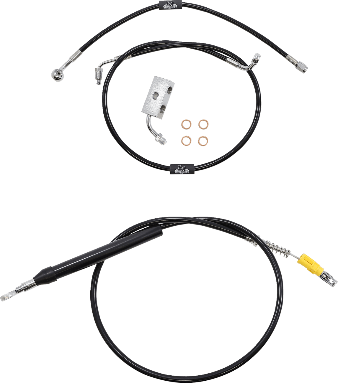 LA CHOPPERS 0662-0835 Standard Black Vinyl Handlebar Cable/Brake Line Kit - 15"-17" Ape Hangers - '18-'22 Softail