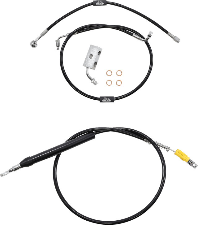 LA CHOPPERS 0662-0835 Standard Black Vinyl Handlebar Cable/Brake Line Kit - 15"-17" Ape Hangers - '18-'22 Softail