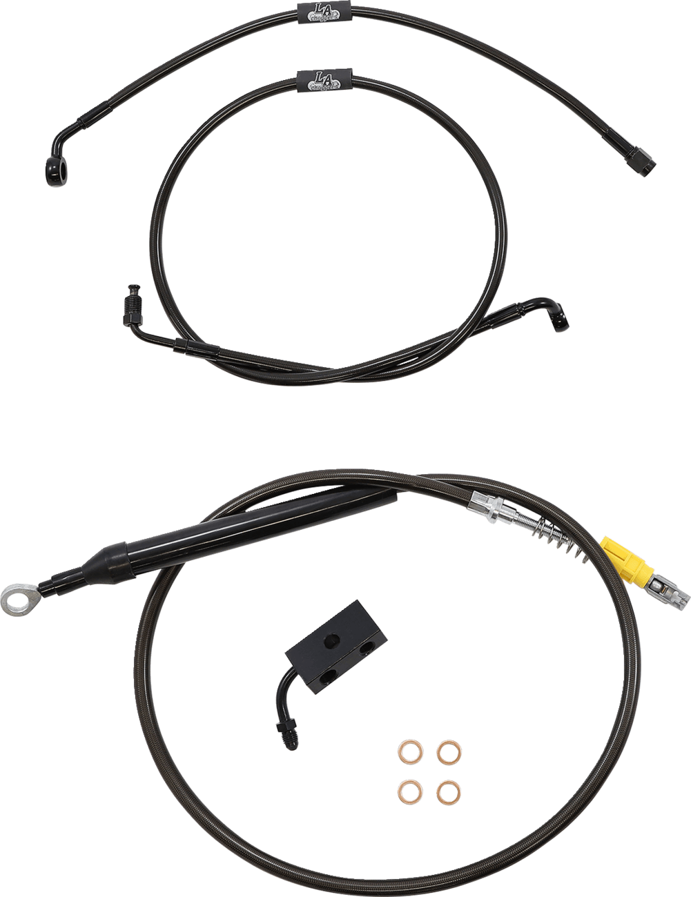 LA CHOPPERS 0662-0836 Standard Midnight Braided Handlebar Cable/Brake Line Kit - 15"-17" Ape Hangers - '18-'22 Softail