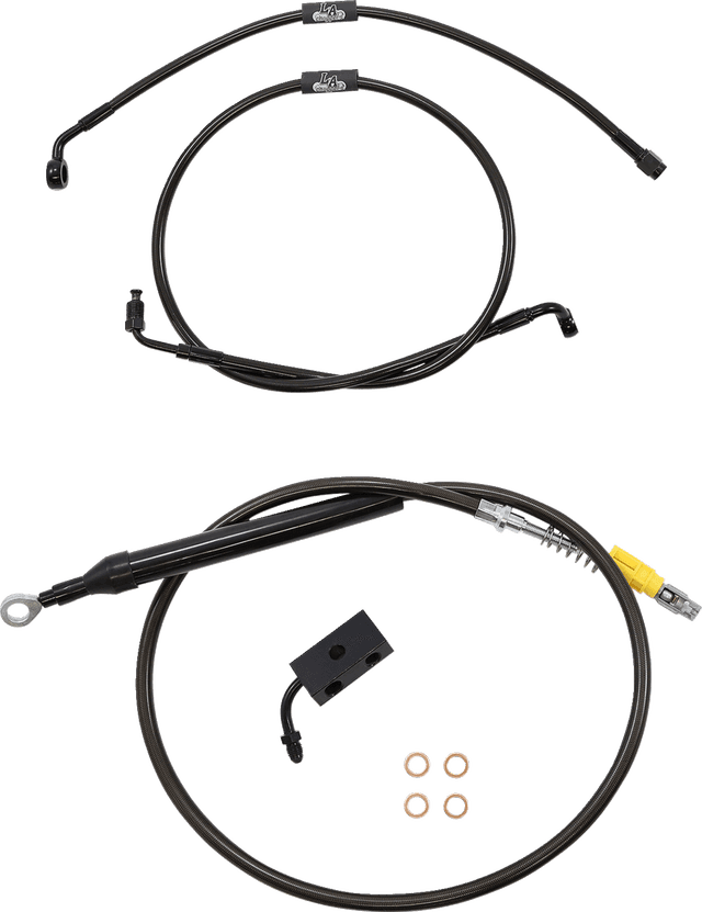 LA CHOPPERS 0662-0836 Standard Midnight Braided Handlebar Cable/Brake Line Kit - 15"-17" Ape Hangers - '18-'22 Softail