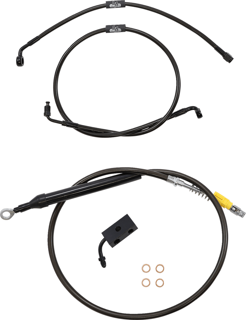 LA CHOPPERS 0662-0836 Standard Midnight Braided Handlebar Cable/Brake Line Kit - 15"-17" Ape Hangers - '18-'22 Softail