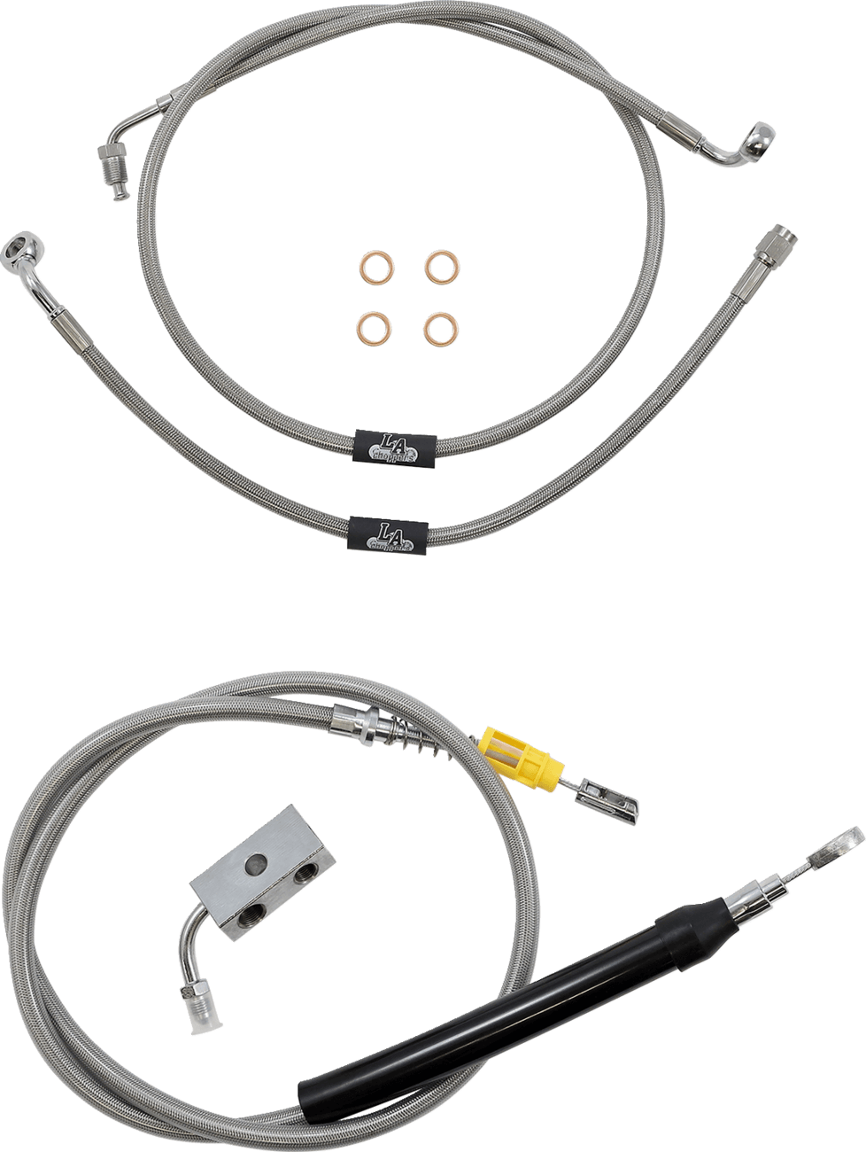 LA CHOPPERS 0662-0837 Standard Stainless Braided Handlebar Cable/Brake Line Kit - 18"-20" Ape Hangers - '18-'22 Softail