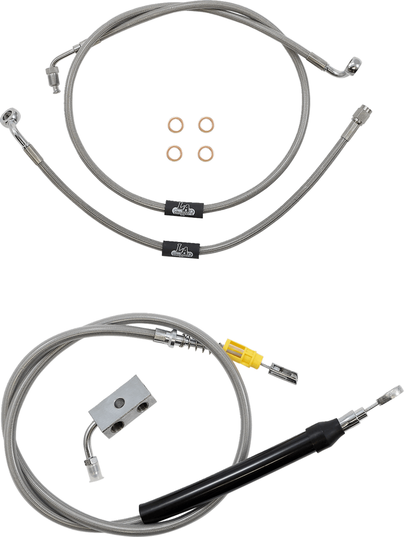 LA CHOPPERS 0662-0837 Standard Stainless Braided Handlebar Cable/Brake Line Kit - 18"-20" Ape Hangers - '18-'22 Softail