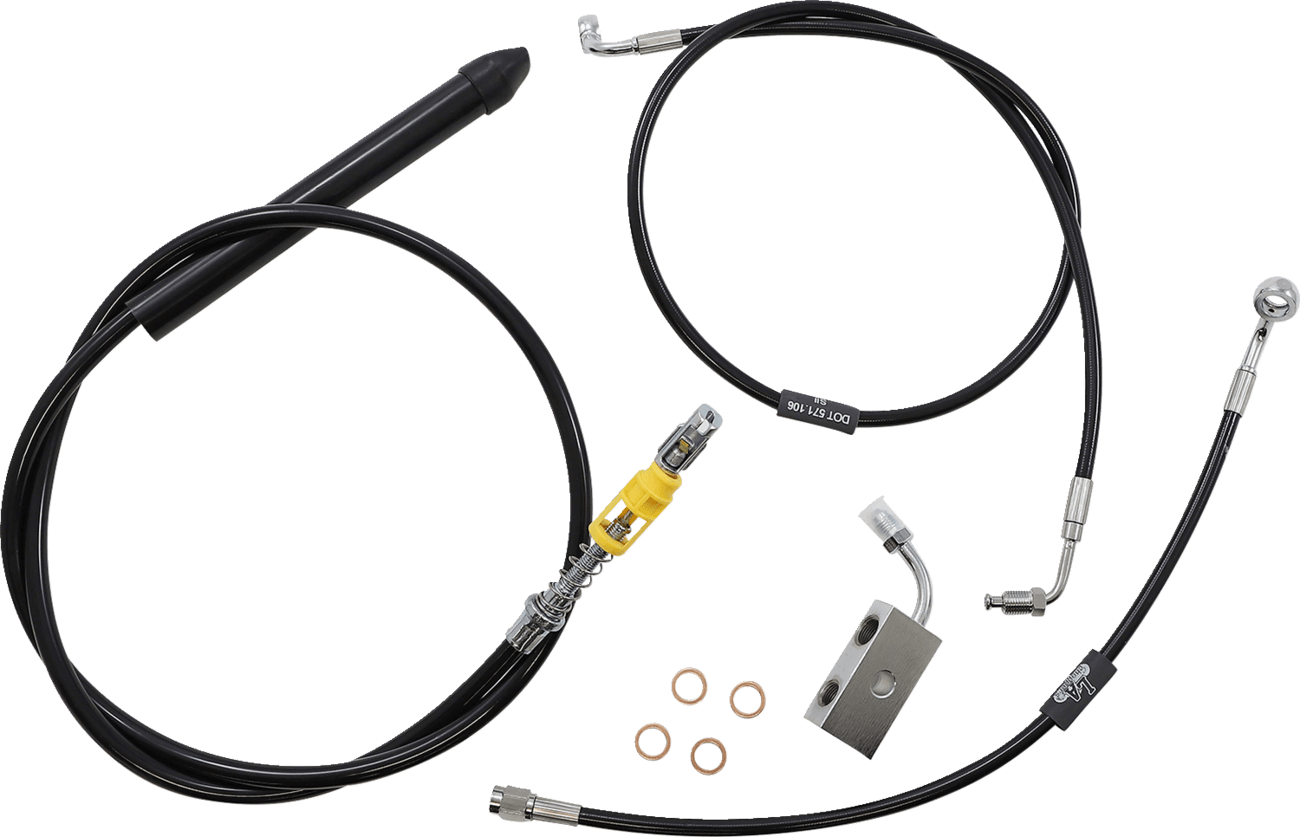 LA CHOPPERS 0662-0838 Standard Black Vinyl Handlebar Cable/Brake Line Kit - 18"-20" Ape Hangers - '18-'22 Softail