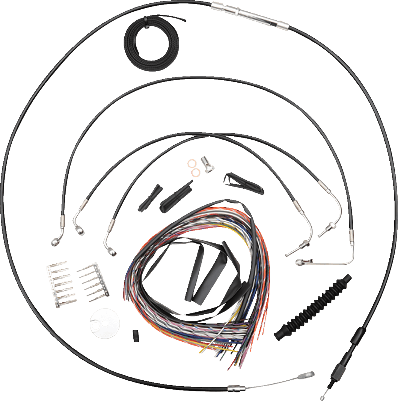 LA CHOPPERS 0662-0841 Complete Black Vinyl Braided Handlebar Cable/Brake Line Kit - 12"-14" Handlebars - '18-'22 Softail