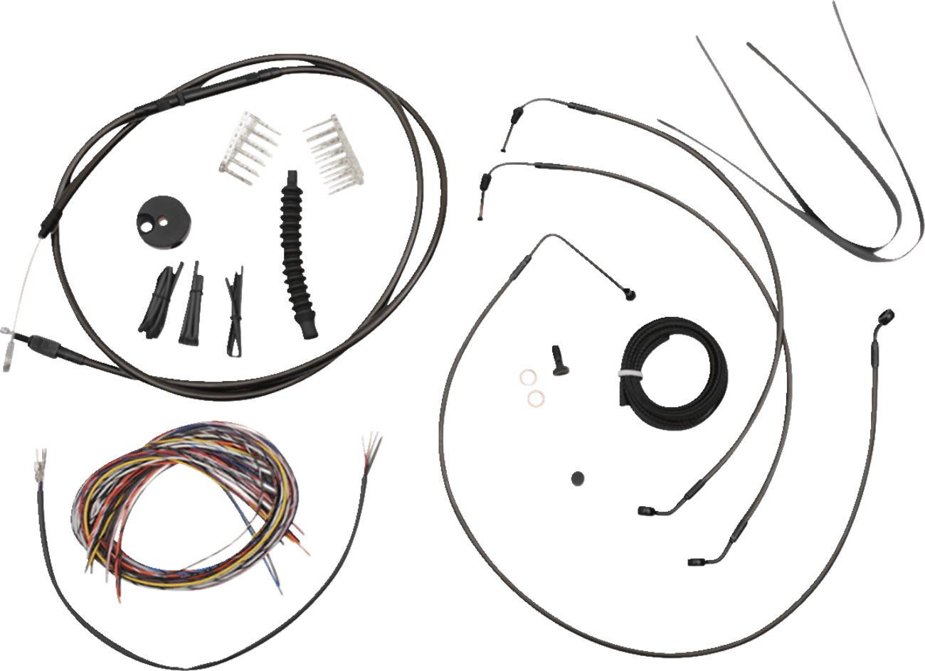 LA CHOPPERS 0662-0842 Complete Midnight Braided Cable Kit - Quick Connect - 12"-14" Handlebars - ABS - '18-'22 Softail