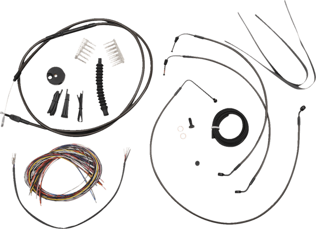 LA CHOPPERS 0662-0842 Complete Midnight Braided Cable Kit - Quick Connect - 12"-14" Handlebars - ABS - '18-'22 Softail