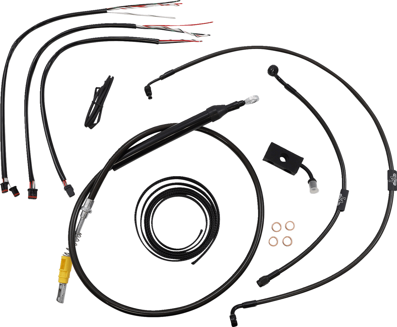LA CHOPPERS 0662-0845 Complete Midnight Braided Cable Kit - Quick Connect - 15"-17" Handlebars - ABS - '18-'22 Softail