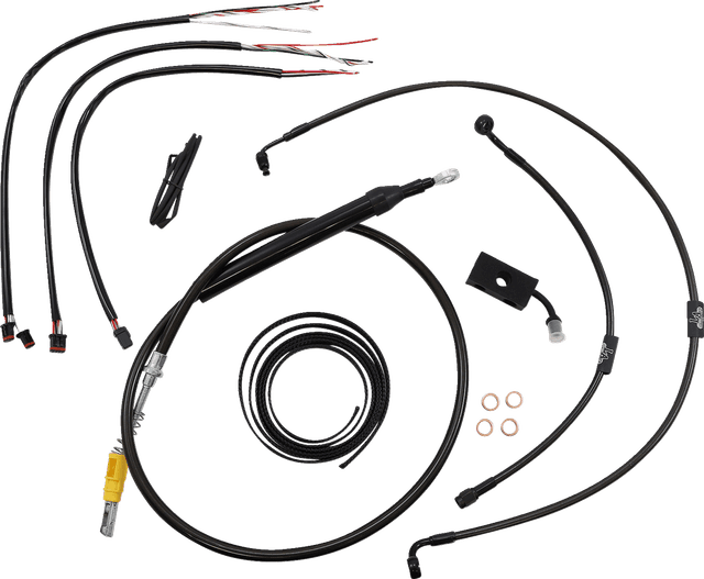 LA CHOPPERS 0662-0845 Complete Midnight Braided Cable Kit - Quick Connect - 15"-17" Handlebars - ABS - '18-'22 Softail