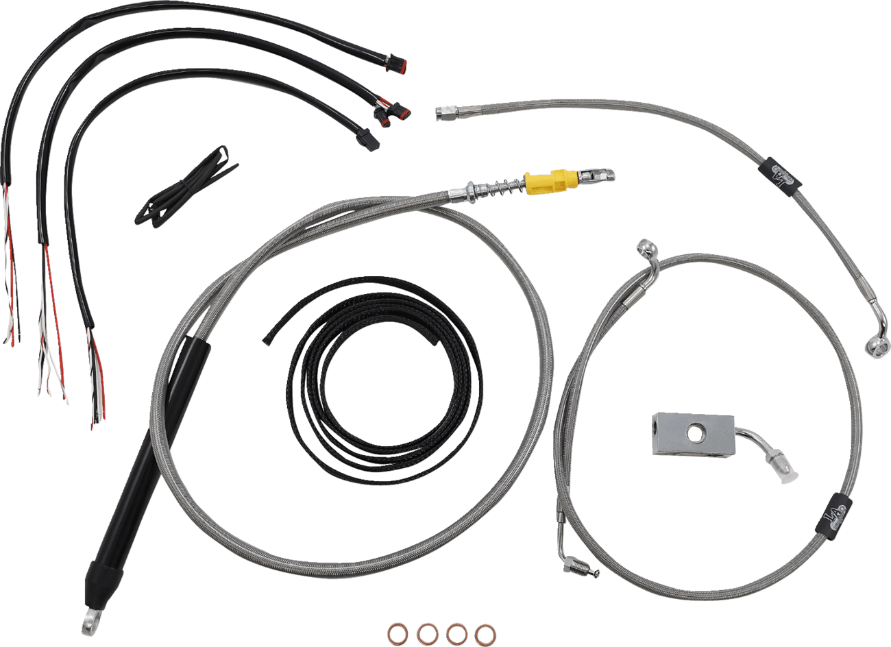 LA CHOPPERS 0662-0846 Complete Stainless Braided Handlebar Cable/Brake Line Kit - 18"-20" Handlebars - '18-'22 Softail