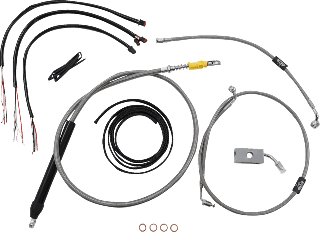 LA CHOPPERS 0662-0846 Complete Stainless Braided Handlebar Cable/Brake Line Kit - 18"-20" Handlebars - '18-'22 Softail