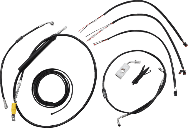 LA CHOPPERS 0662-0847 Complete Black Vinyl Braided Handlebar Cable/Brake Line Kit - 18"-20" Handlebars - '18-'22 Softail