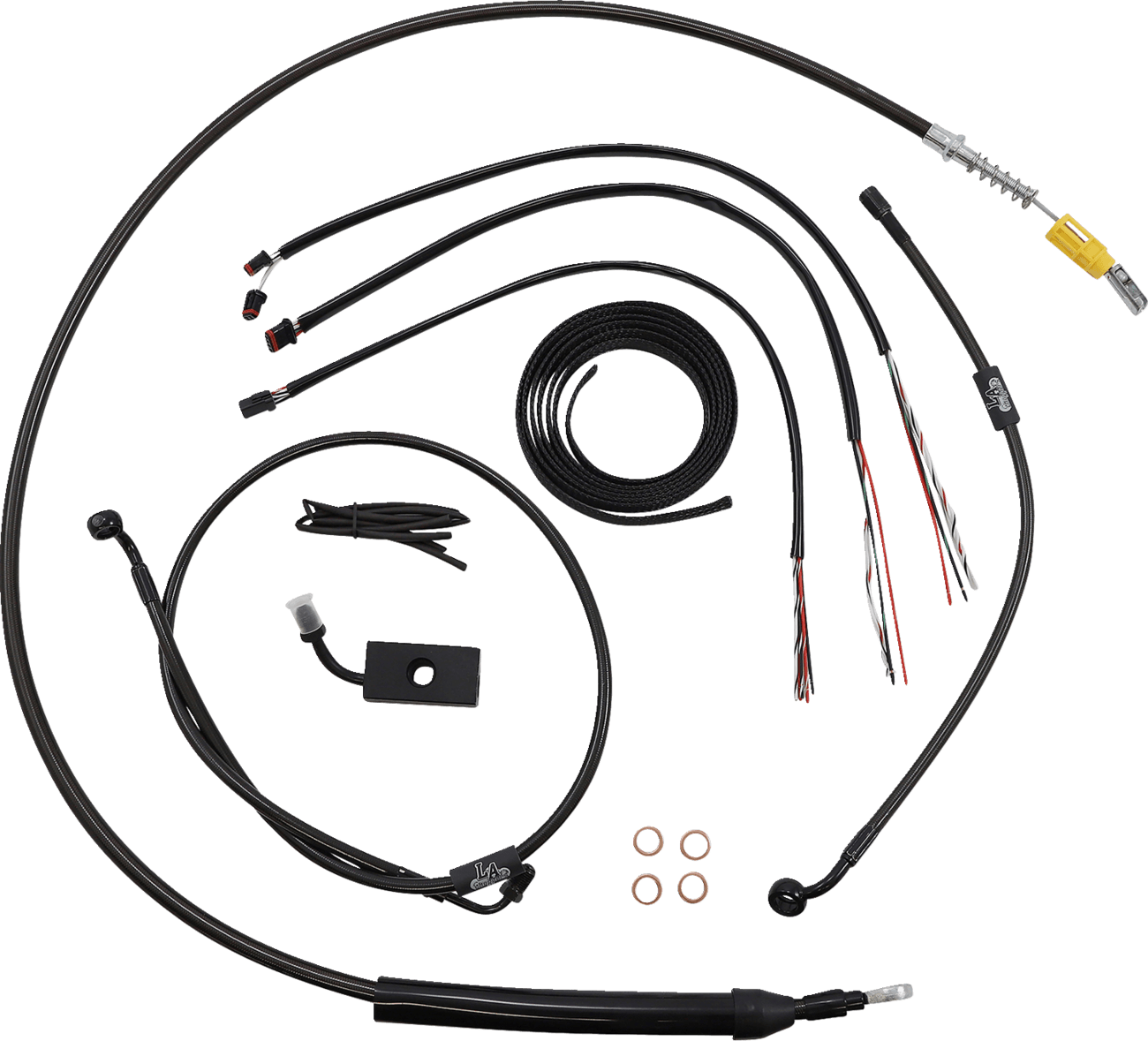 LA CHOPPERS 0662-0848 Complete Midnight Braided Cable Kit - Quick Connect - 18"-20" Handlebars - ABS - '18-'22 Softail