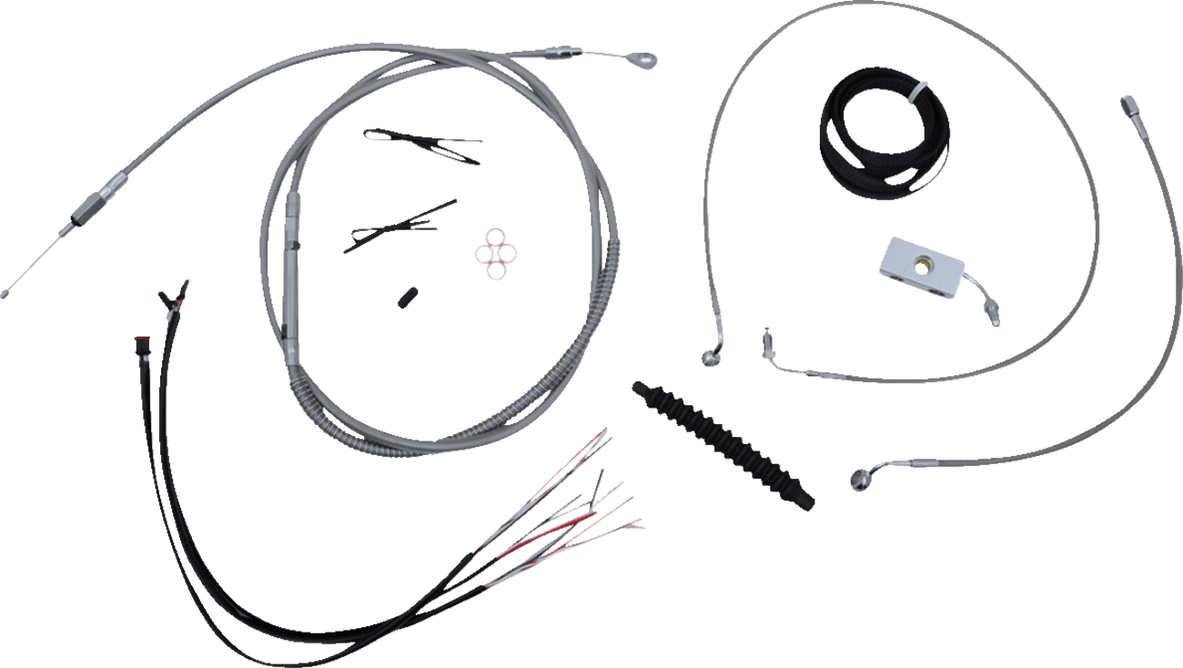 LA CHOPPERS 0662-0849 Complete Stainless Braided Handlebar Cable/Brake Line Kit - 12"-14" Handlebars - '18-'22 Softail