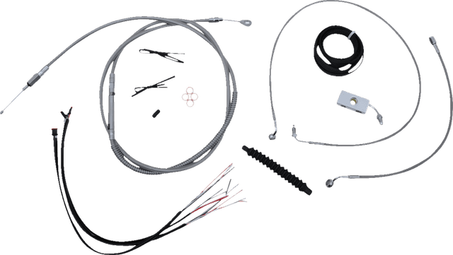 LA CHOPPERS 0662-0849 Complete Stainless Braided Handlebar Cable/Brake Line Kit - 12"-14" Handlebars - '18-'22 Softail