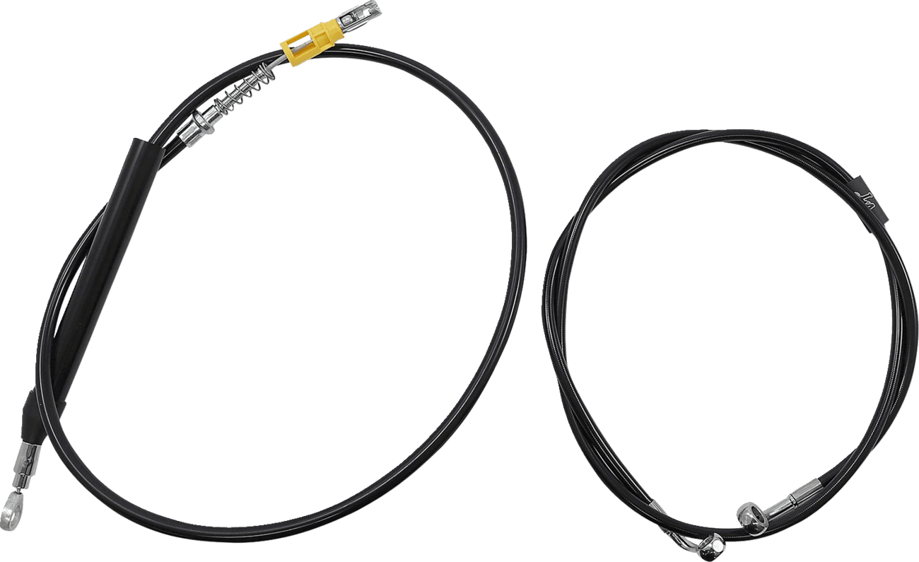 LA CHOPPERS 0662-0853 Complete Black Vinyl Braided Handlebar Cable/Brake Line Kit - 15"-17" Handlebars - '18-'22 Softail