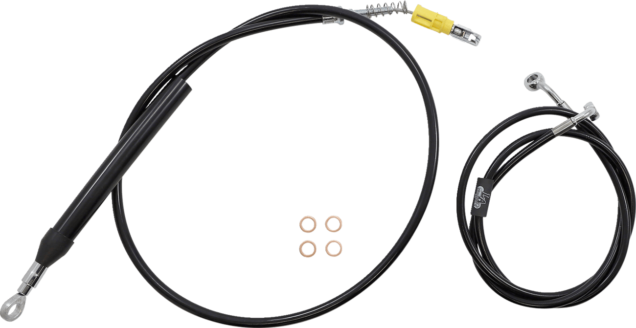 LA CHOPPERS 0662-0856 Complete Black Vinyl Braided Handlebar Cable/Brake Line Kit - 18"-20" Handlebars - '18-'22 Softail