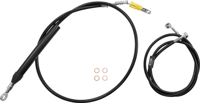 LA CHOPPERS 0662-0856 Complete Black Vinyl Braided Handlebar Cable/Brake Line Kit - 18"-20" Handlebars - '18-'22 Softail