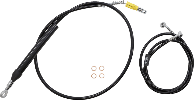 LA CHOPPERS 0662-0856 Complete Black Vinyl Braided Handlebar Cable/Brake Line Kit - 18"-20" Handlebars - '18-'22 Softail