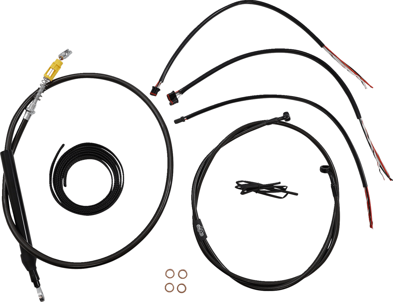LA CHOPPERS 0662-0857 Complete Midnight Braided Cable Kit - Quick Connect - 18"-20" Handlebars - '18-'22 Softail