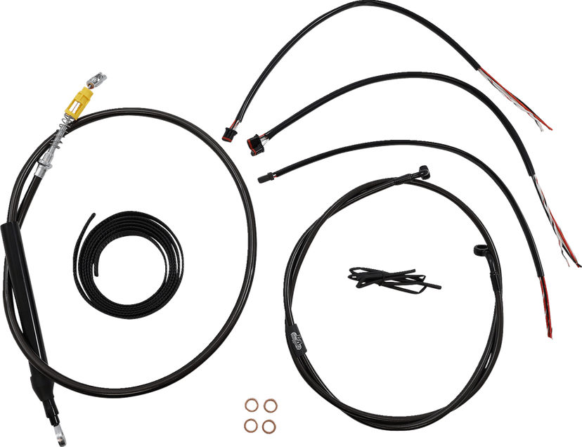 LA CHOPPERS 0662-0857 Complete Midnight Braided Cable Kit - Quick Connect - 18"-20" Handlebars - '18-'22 Softail