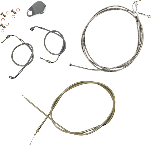 LA CHOPPERS 0662-0858 Standard Stainless Braided Handlebar Cable/Brake Line Kit - Mini Ape Hangers - '18-'24 Softail
