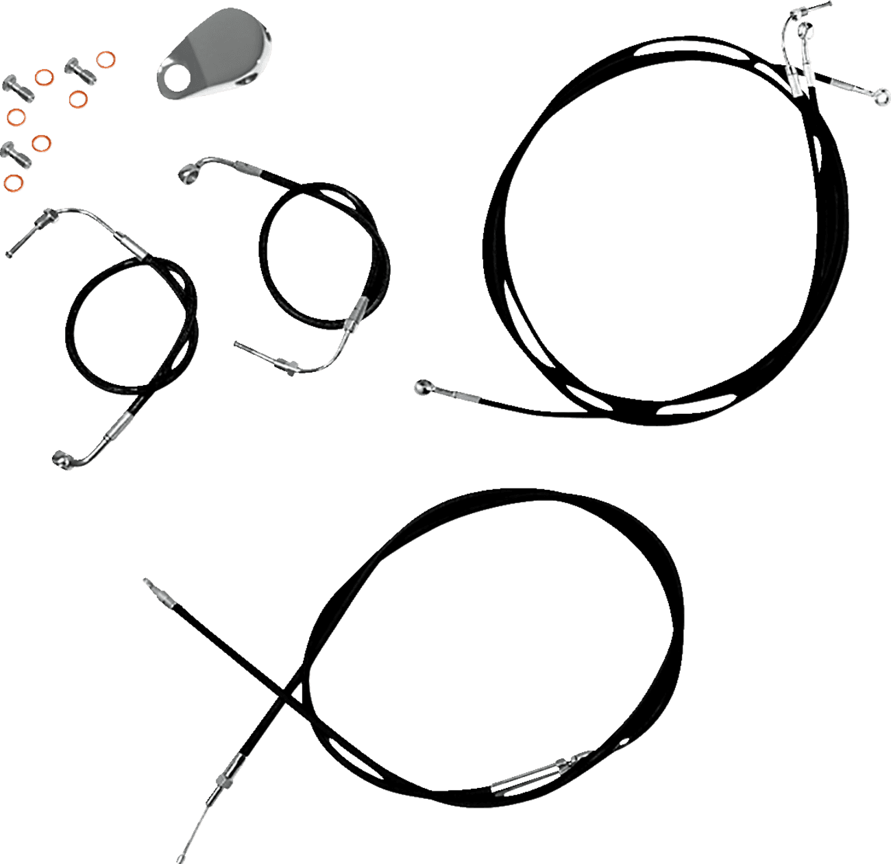 LA CHOPPERS 0662-0859 Standard Black Vinyl Handlebar Cable/Brake Line Kit - Mini Ape Hangers - '18-'24 Softail