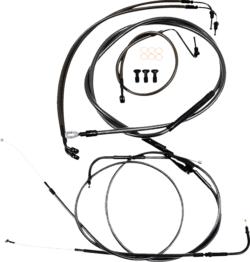 LA CHOPPERS 0662-0860 Handlebar Cable/Brake Line Kit - Quick Connect - Mini Ape Hangers - Midnight - '18-'24 Softail