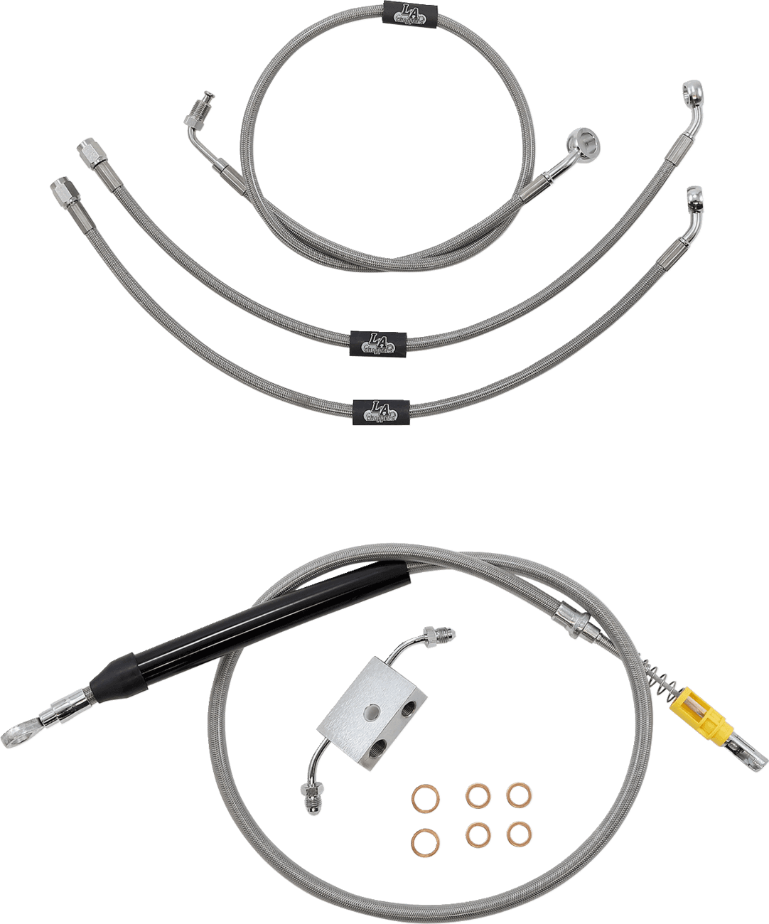 LA CHOPPERS 0662-0861 Standard Stainless Braided Handlebar Cable/Brake Line Kit 12"-14" Ape Hangers - '18-'24 Softail