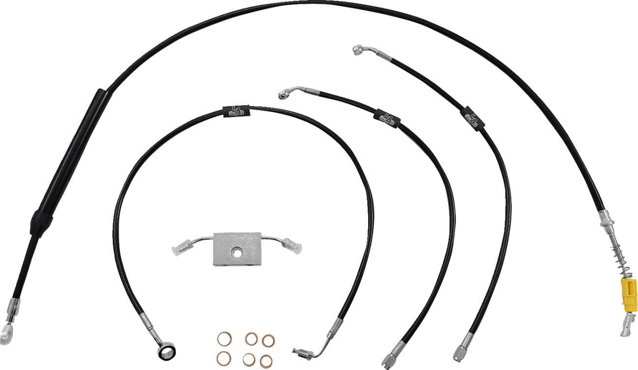 LA CHOPPERS 0662-0862 Standard Black Vinyl Handlebar Cable/Brake Line Kit - 12"-14" Ape Hangers - '18-'24 Softail