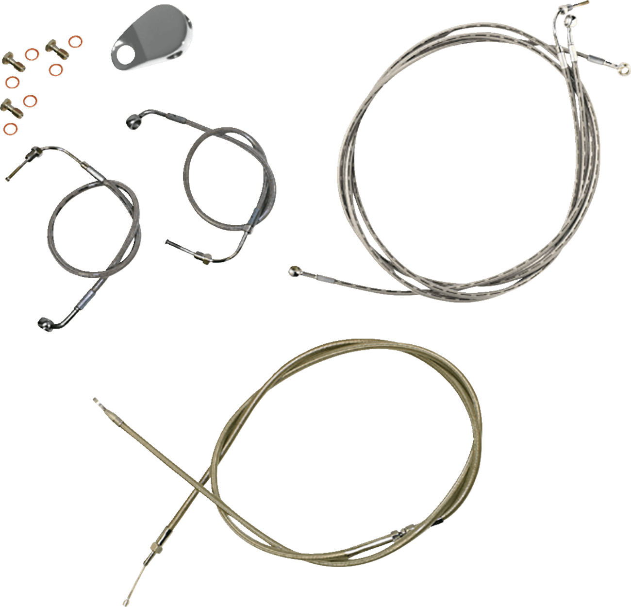 LA CHOPPERS 0662-0864 Standard Stainless Braided Handlebar Cable/Brake Line Kit 15"-17" Ape Hangers - '18-'24 Softail