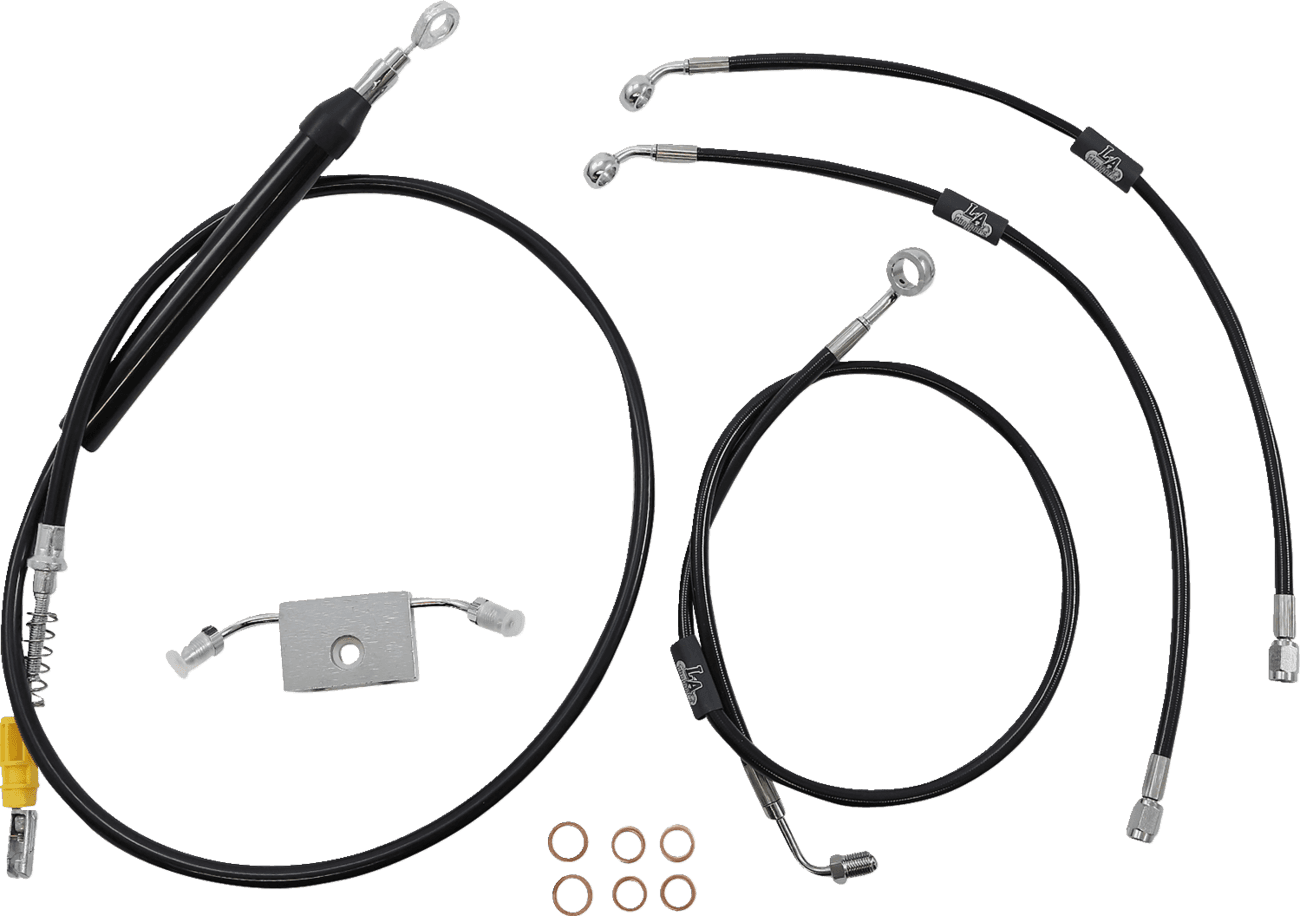 LA CHOPPERS 0662-0865 Standard Black Vinyl Handlebar Cable/Brake Line Kit - 15"-17" Ape Hangers - '18-'24 Softail
