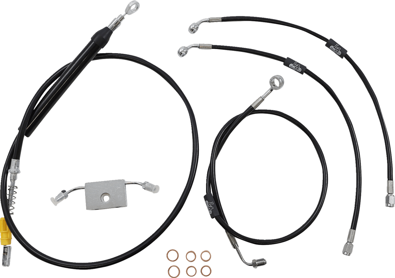 LA CHOPPERS 0662-0865 Standard Black Vinyl Handlebar Cable/Brake Line Kit - 15"-17" Ape Hangers - '18-'24 Softail
