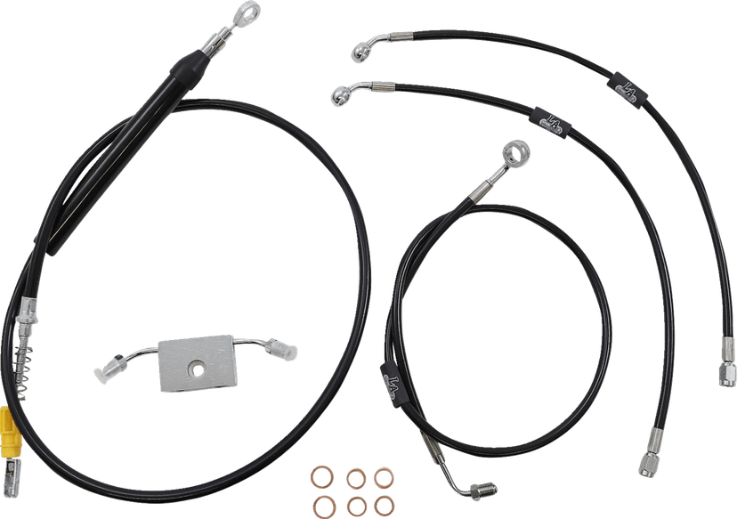 LA CHOPPERS 0662-0865 Standard Black Vinyl Handlebar Cable/Brake Line Kit - 15"-17" Ape Hangers - '18-'24 Softail