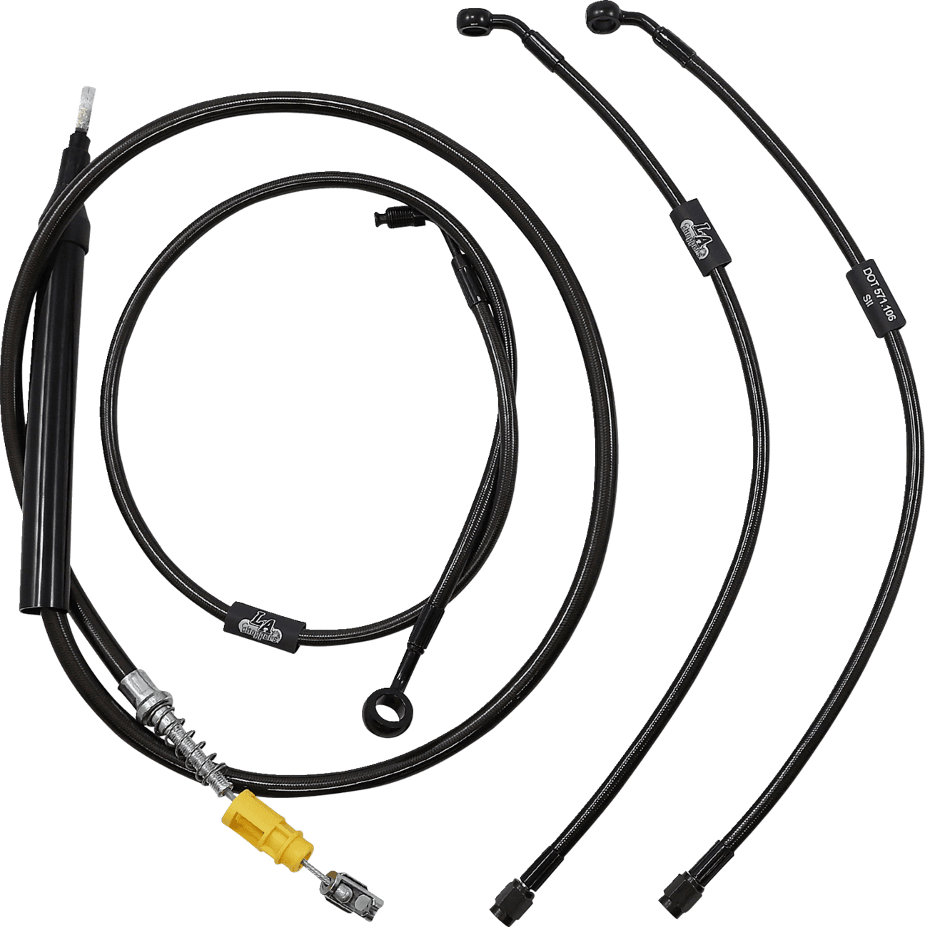 LA CHOPPERS 0662-0866 Standard Midnight Braided Handlebar Cable/Brake Line Kit - 15"-17" Ape Hangers - '18-'24 Softail