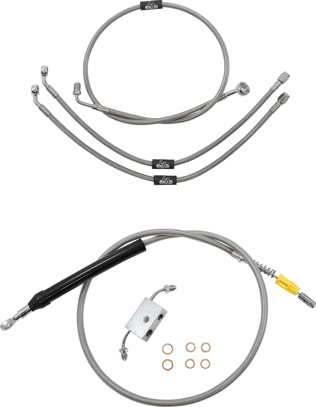 LA CHOPPERS 0662-0867 Standard Stainless Braided Handlebar Cable/Brake Line Kit 18"-20" Ape Hangers - '18-'24 Softail