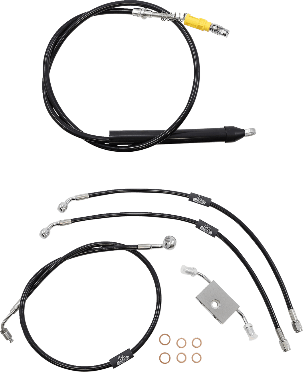 LA CHOPPERS 0662-0868 Standard Black Vinyl Handlebar Cable/Brake Line Kit - 18"-20" Ape Hangers - '18-'24 Softail