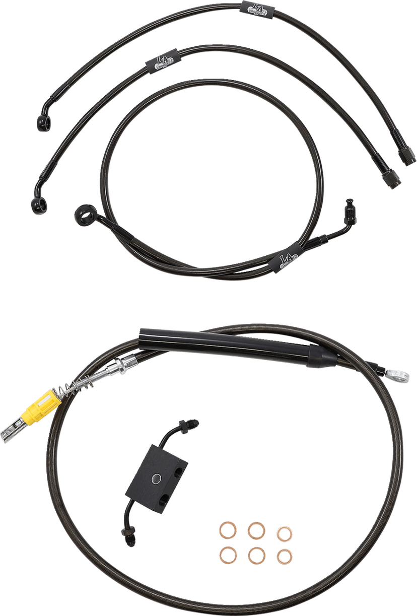 LA CHOPPERS 0662-0869 Standard Midnight Braided Handlebar Cable/Brake Line Kit - 18"-20" Ape Hangers - '18-'24 Softail