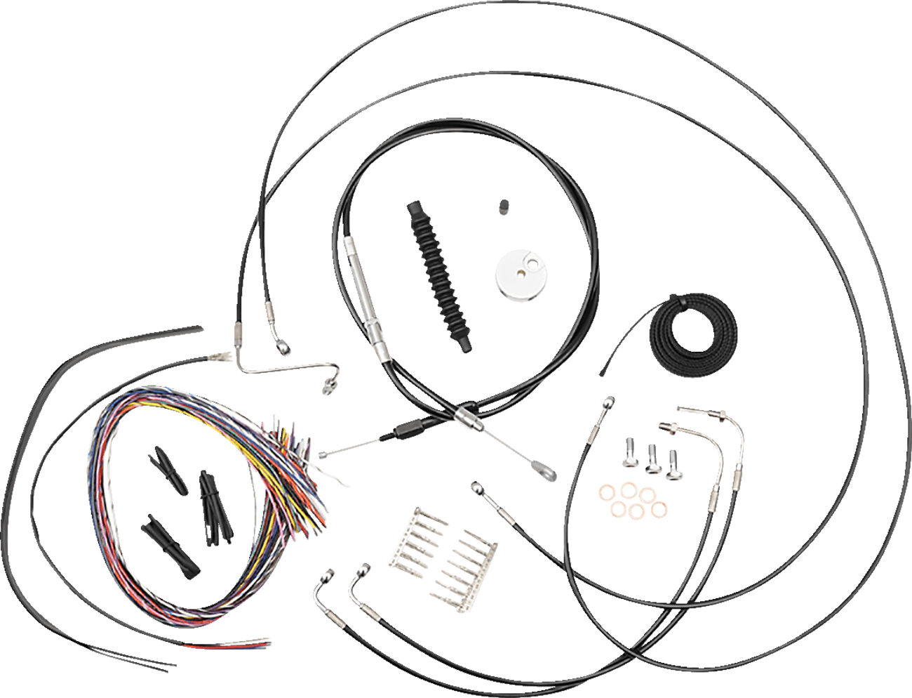 LA CHOPPERS 0662-0871 Complete Black Vinyl Braided Handlebar Cable/Brake Line Kit - Mini Handlebars - '18-'24 Softail