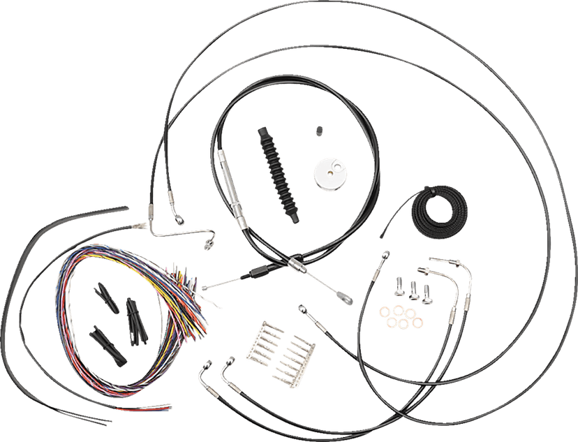 LA CHOPPERS 0662-0871 Complete Black Vinyl Braided Handlebar Cable/Brake Line Kit - Mini Handlebars - '18-'24 Softail