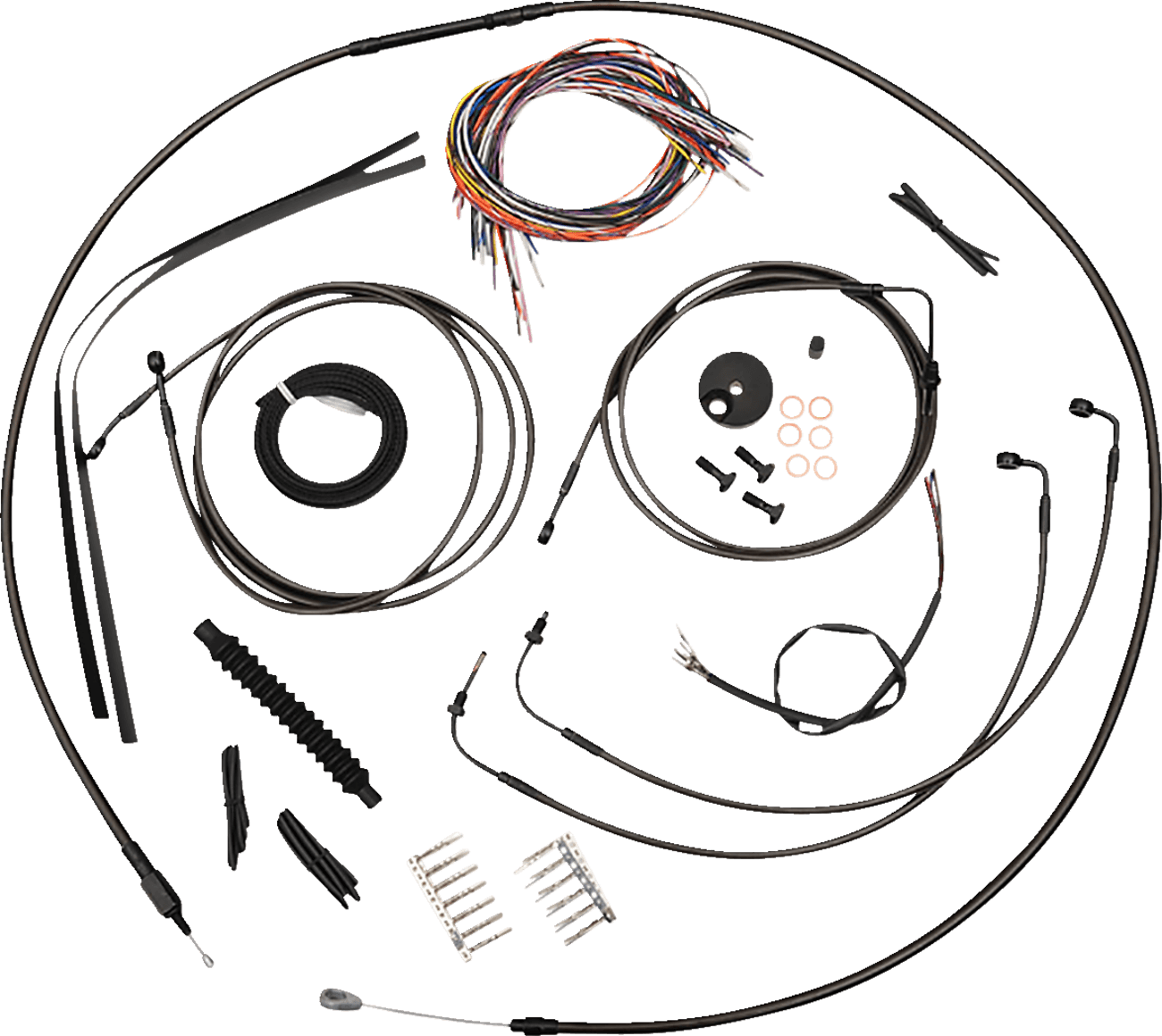 LA CHOPPERS 0662-0872 Complete Midnight Braided Cable Kit - Mini Handlebars - ABS - '18-'22 Softail - '18-'24 Softail