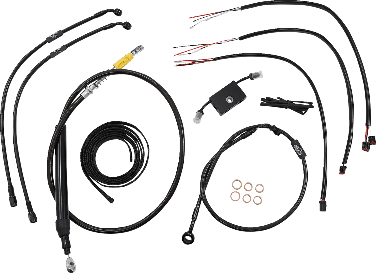 LA CHOPPERS 0662-0875 Complete Midnight Braided Cable Kit - Quick Connect - 12"-14" Handlebars - ABS - '18-'24 Softail