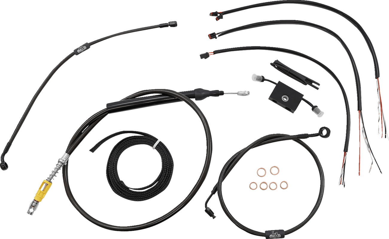 LA CHOPPERS 0662-0878 Complete Midnight Braided Cable Kit - Quick Connect - 15"-17" Handlebars - ABS - '18-'24 Softail