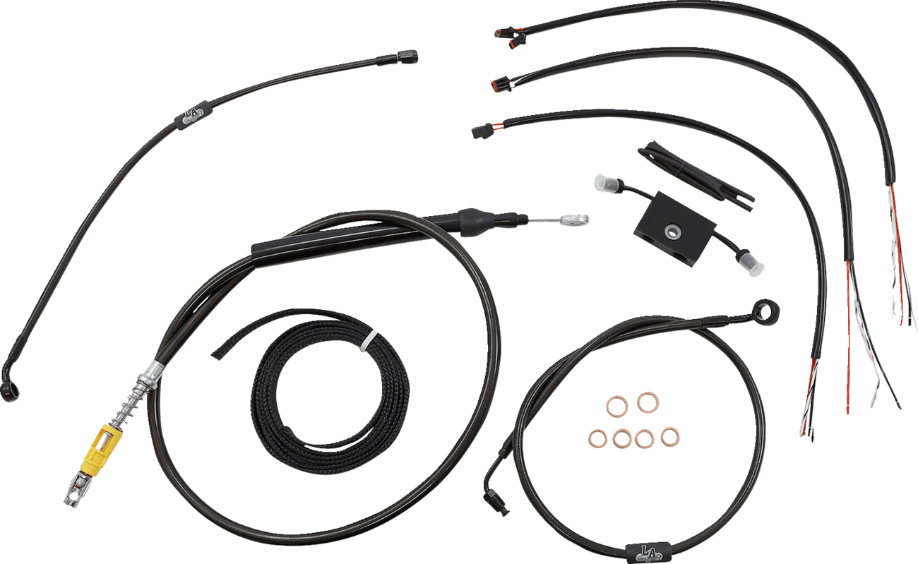 LA CHOPPERS 0662-0878 Complete Midnight Braided Cable Kit - Quick Connect - 15"-17" Handlebars - ABS - '18-'24 Softail